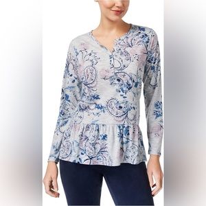 Style & Co. Womens Peplum Henley Shirt 1X
